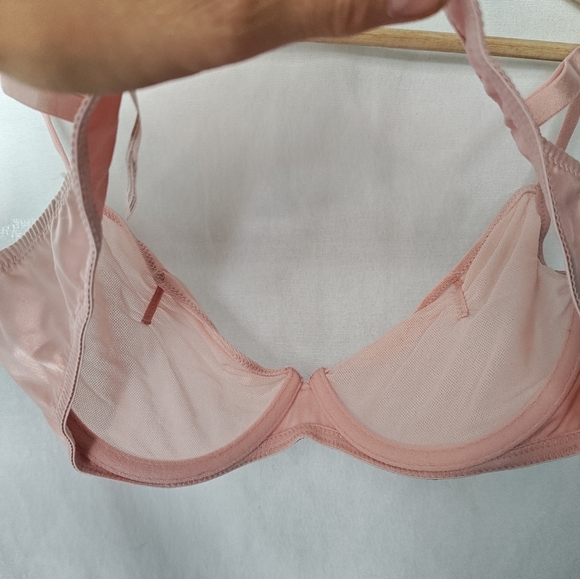 Free People Bra Intimately Heart Throb Blush Pink Sheer Mesh Underwire Medium M‎ - Picture 5 of 8